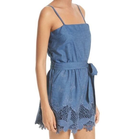 Alice + Olivia Rosetta Chambray Butterfly Applique Romper size 0 - Picture 4 of 16
